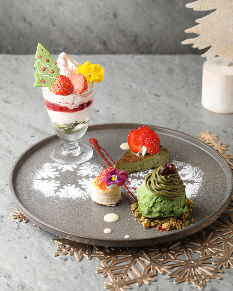 いちご抹茶のクリスマススイーツプレート