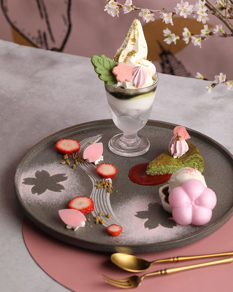 桜抹茶のスイーツプレート